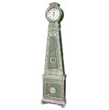 SWEDISH NEO-CLASSICAL GREEN PAINTED TALL CASE CLOCK