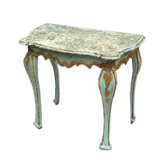 PORTUGUESE ROCOCO AQUA PAINTED CONSOLE TABLE at 1stDibs