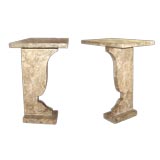 PAIR OF FRENCH ART DECO TRAVERTINE CONSOLES After Moreux