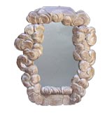 ITALIAN BAROQUE SILVER-LEAFED OVAL-SHAPED CLOUD SCROLL MIRROR
