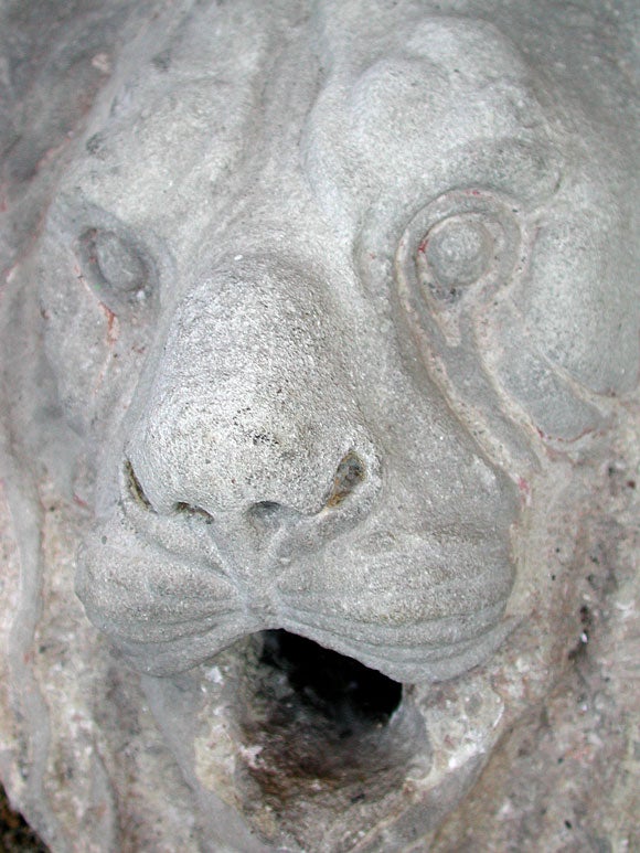 ITALIAN BAROQUE STONE WALL FOUNTAIN MASK OF A LION