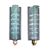 FRENCH ART DECO CHISELED-GLASS WALL LIGHTS By Jean Perzel
