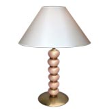 ITALIAN 1940'S TABLE LAMP OF SIX HAND-BLOWN OPAQUE CORAL GLASS
