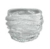 ITALIAN 1970
S CLEAR-GLASS OVAL FORM VASE by Cenedese