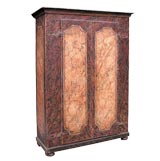 ITALIAN BAROQUE PROVINCIAL PAINTED FAUX MARBLE TWO-DOOR ARMOIRE