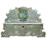 ITALIAN BAROQUE PALE BLUE PAINTED HALL BENCH (PANCA)
