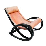 ITALIAN 1960'S BLACK LACQUER ROCKING CHAIR By Gae Aulenti