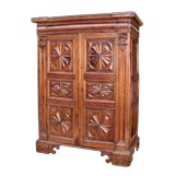 LARGE-SCALED ITALIAN BAROQUE WALNUT TWO-DOOR ARMOIRE