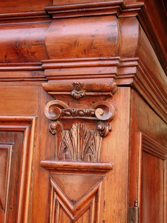 LARGE-SCALED ITALIAN BAROQUE WALNUT TWO-DOOR ARMOIRE