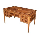 ITALIAN NEO-CLASSICAL WALNUT PARQUETRY LARGE DESK