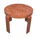 ITALIAN ART DECO BURL WALNUT-VENEERED CIRCULAR SIDE TABLE