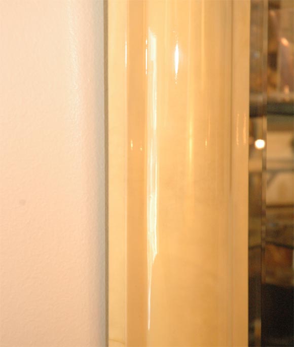 Large goatskin wall mirror attb to Karl Springer 1
