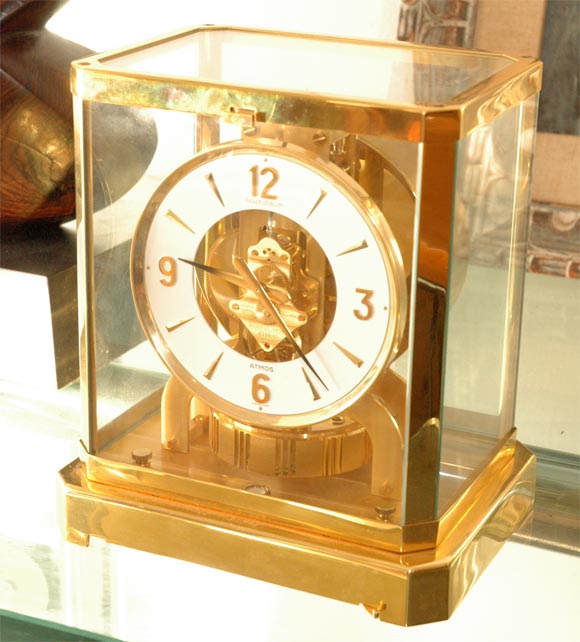 Nice brass and glass mantel clock by Jaeger Le Coultre
