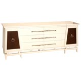 A White Lacquer and Walnut Chest by American of Martinsville
