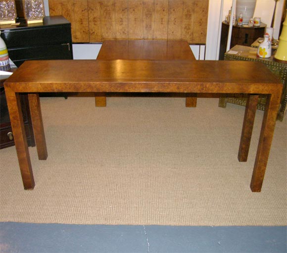 American Olive Burl Console Sofa Table