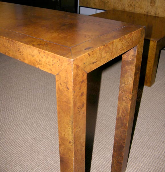 Olive Burl Console Sofa Table In Excellent Condition In New York, NY