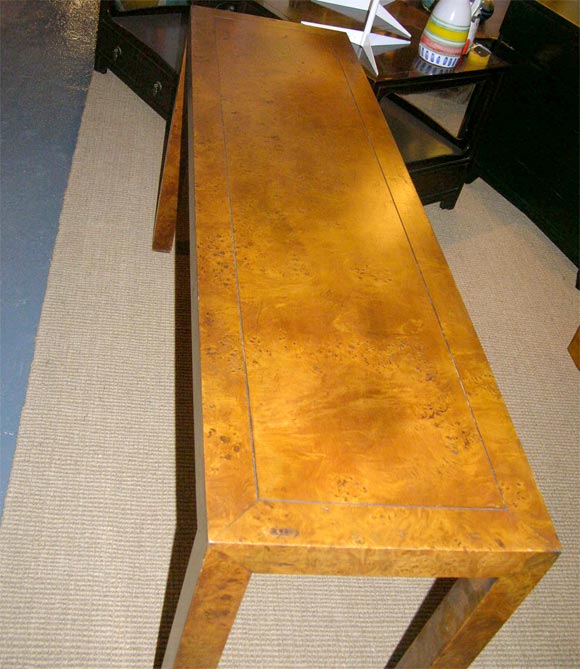 Mid-20th Century Olive Burl Console Sofa Table