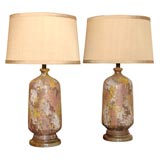 Mid century Volcanic glaze ceramic lamps