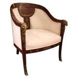 French Mahogany Bergere With Gilt Bronze Mounts.