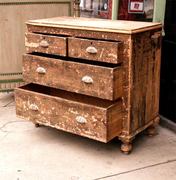 English Small Grain Painted 4 Drawer Chest