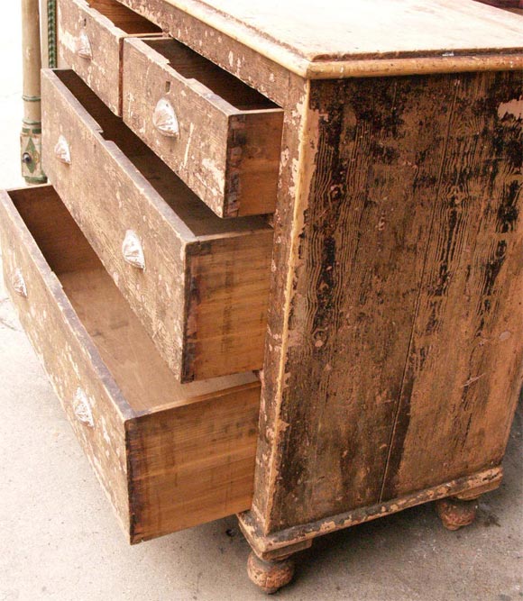19th Century Small Grain Painted 4 Drawer Chest