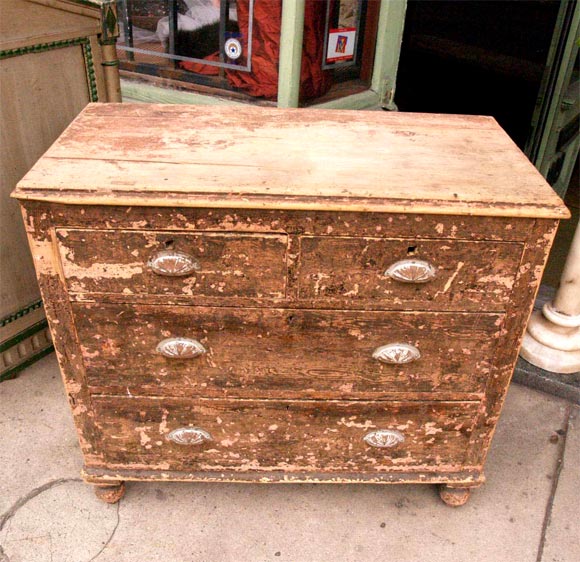 Wood Small Grain Painted 4 Drawer Chest
