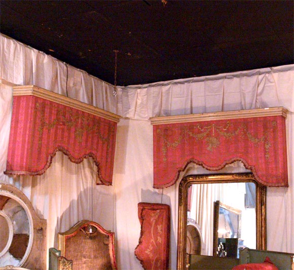 Pair of French Silk Cornices