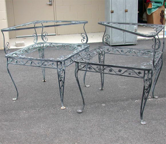 PAIR OF SALTERINI TWO TIERED CORNER TABLES