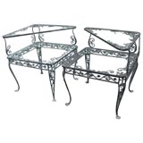 PAIR OF SALTERINI TWO TIERED CORNER TABLES