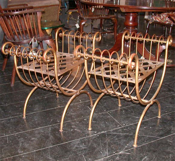 MID-CENTURY GILT BENCHES