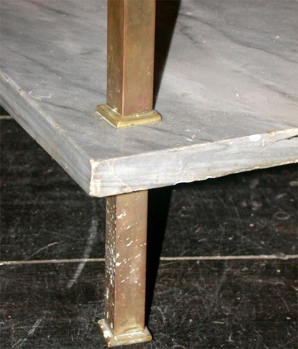A PAIR OF AUSTRIAN BRASS AND MARBLE BEDSIDE TABLES For Sale 6