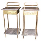 Antique A PAIR OF AUSTRIAN BRASS AND MARBLE BEDSIDE TABLES