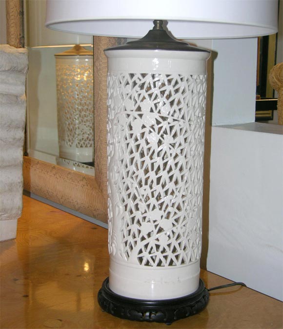 American Pair of Internally Illuminating Asain Porcelian Table Lamps
