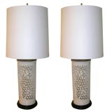 Vintage Pair of Internally Illuminating Asain Porcelian Table Lamps