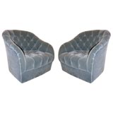 Pair of Tufted Swiveling Lounge Chairs by Ward Bennett