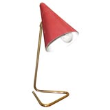 Desk Lamp with Red Conical Shade by Arteluce