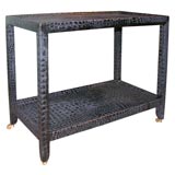 Large "Telephone Table" in Black Croc by Karl Springer