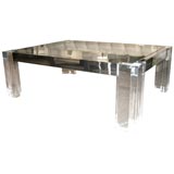 Coffee Table in Lucite with Chrome Accents by John Mascheroni
