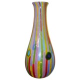 Large Hand-Blown Glass Vase with Mulitcolor Rods by Anzolo Fuga