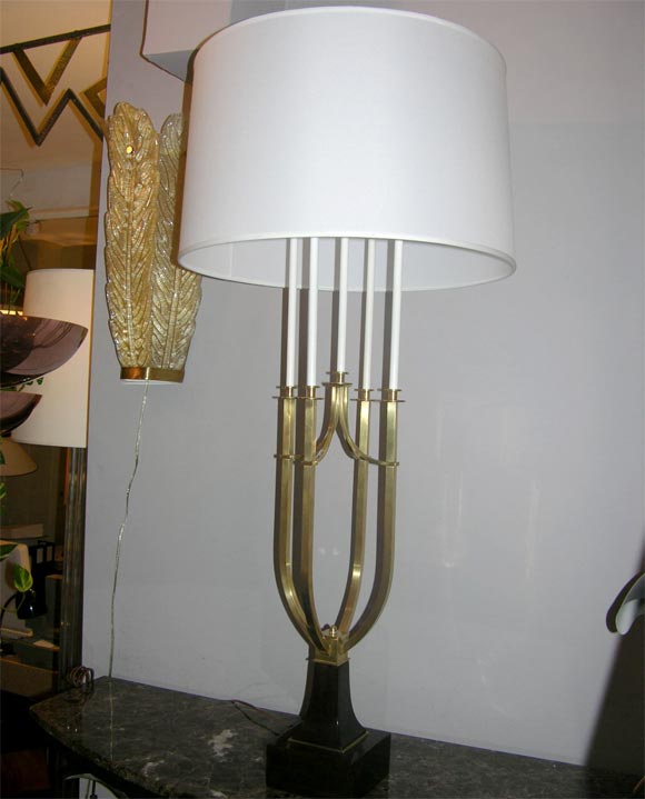 A Pair of Tommi Parzinger Modern Candelabra Table Lamps