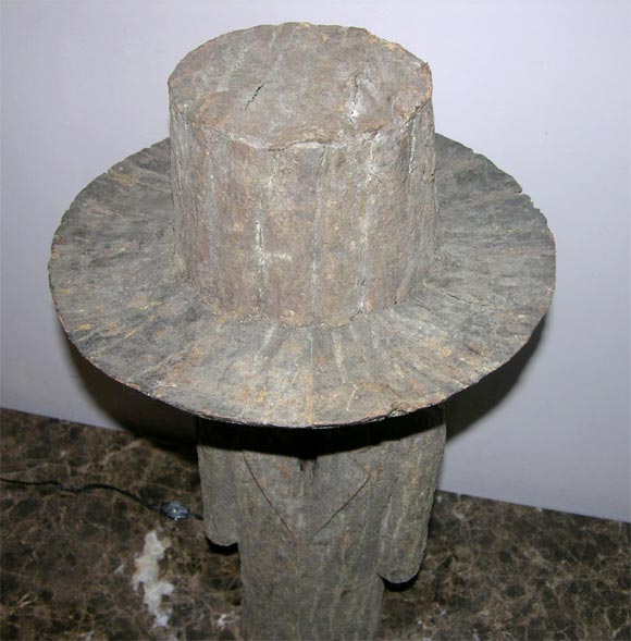 Pair of Sculptural Wood Coat and Top Hat Lamps 2