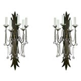 Five light American Moderne style wall sconces