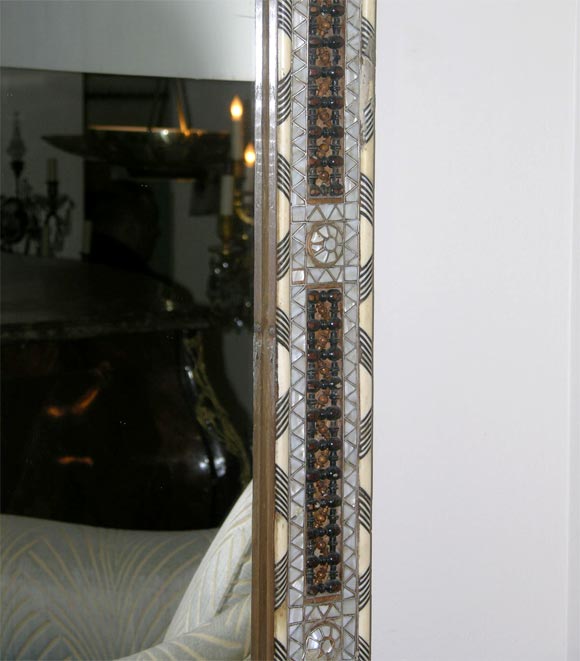A Syrian Looking Glass with Geometric Design of Ivory and Pearl 2