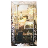 1940's Venetian Mirror with Etched Flowers