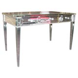 Custom Mirrored Desk with Silver Leaf Wood Details