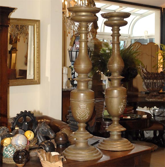 Giant Pair of Bronze Prickets