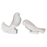 Pair of Ceramic Doves by Jacques Adnet