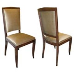 Set of Four Art Deco Mahogany and Bronze Colored Scalamandre Silk Dining Chairs 7