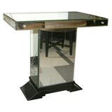 1940
s Mirrored Side Table with Ebonized Base