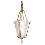 Art Deco bronze and molded glass lantern by "Muller Freres"